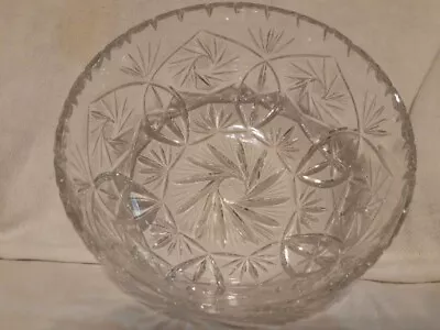 Buy Vintage Cut Crystal Large Fruit Bowl 7.5  Pinwheel Star Of David 1.8kg • 8.50£