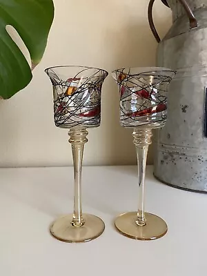 Buy Vintage Partylite Stained Glass Mosaic Calypso Candle Holders Set/2 Romania • 14.20£