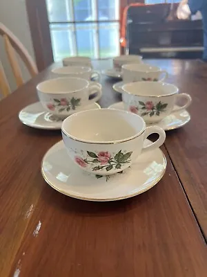 Buy Set Of  7 Vintage China USA Rose And Babies Breath Tea Cup And Saucer • 26.43£
