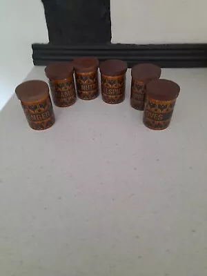 Buy 6x Vintage Hornsea Pottery Heirloom Autumn Brown Spice / Lidded Jars 1970s Retro • 24£