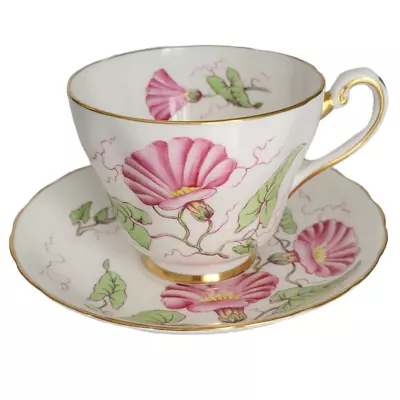 Buy Tuscan Pink Morning Glory Fine English Bone China Cottagecore Tea Cup Saucer • 30.74£
