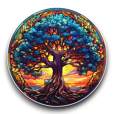 Buy Beautiful Tree Of Life Stained Glass Window Effect Vinyl Sticker Decal 100x100mm • 2.59£