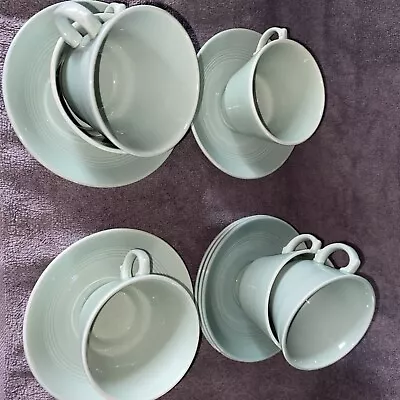 Buy 6X Green Woods Ware Beryl Cup & Saucers - Very Good Condition Vintage 1940 Style • 20£