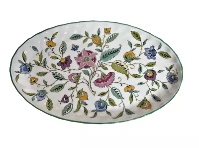 Buy Minton Haddon Hall Floral Oval Trinket Dish - Green Rim - 22 Cm • 2.50£