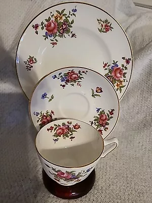 Buy Crown Staffordshire England Fine Bone China Trio Set, Plate, Cup & Saucer Floral • 28.34£