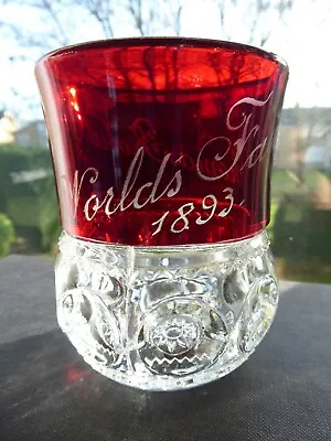 Buy Antique Victorian Pressed Glass Commemorative Tumbler With Ruby Flash And Signs • 15£