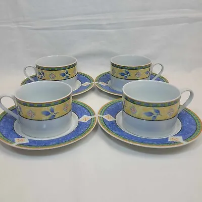 Buy Royal Norfolk  Four Cups And Saucers Ceramic Pottery Diamond And Leaf Pattern  • 13.99£