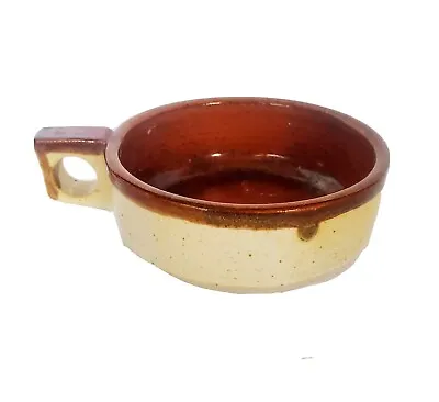 Buy Vintage Beige Stonewear Speckle Pottery Soup Bowl Handle Brown Glazed Cup 4.5  • 16.06£