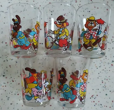 Buy 5 Vintage Retro 50-60s Cartoon Animal Print Tumbler Drinking Glasses Kitsch Set • 25£