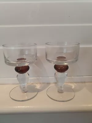 Buy Pair Of M&S Heavy Solid Glass Contemporary Pillow Candle Holders  • 9.99£
