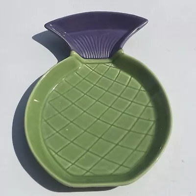 Buy Vintage Ceramic Scottish Thistle Shape Trinket Tray Plate Green Purple • 10£