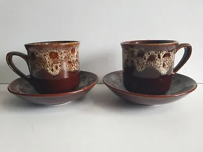 Buy Fosters Pottery Cup And Saucer Brown Honeycomb Cornwall X2 • 9.99£