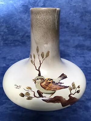 Buy 1950s Italian Arnaldo Miniati Hand Painted Sparrow Signed Art Pottery Vase • 65£