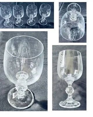 Buy VINTAGE Bohemia Crystal Wine Glasses CLAUDIA 8 Oz Prism Ball Stem 4-Pc Set • 50.96£