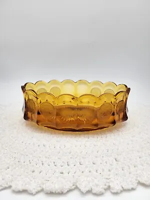 Buy Vintage Fostoria Amber Glass Coin Dot Oval Bowl **BEAUTIFUL** • 23.98£