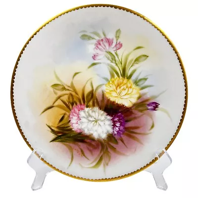 Buy Antique Porcelain T & V Limoges Handpainted Cabinet Plate Carnations Gold Signed • 9.58£