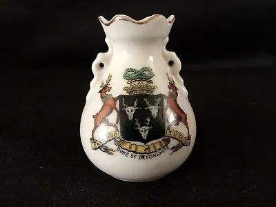 Buy Crested China - DUKE OF DEVONSHIRE Crest -  Vase, Ornate Handles - Swan China. • 5£