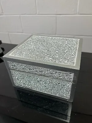Buy Stunning Set Of 2 Silver Mirror Crackle Glass Effect Trinket Boxes • 17.62£