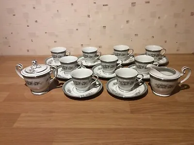 Buy Vintage Noritake China 9 Cups Saucers Creamer Sugar Bowl In Bristol Design 5504 • 24£