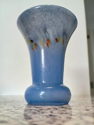 Buy Small Vintage Vasart Or Strathearn Art Glass Vase Blue Speckled • 22.50£