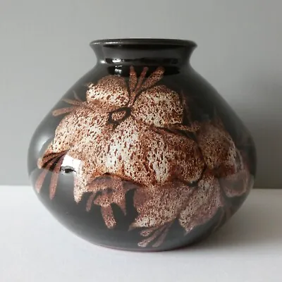 Buy Vintage Tenby Pottery Mid Century Vase Brown Glaze Floral Design Welsh Signed • 8.99£