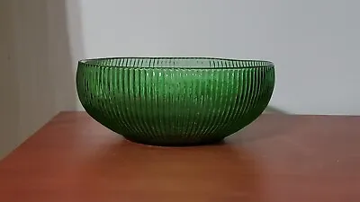 Buy Vtg EO Brody Co Green Ribbed Glass Bowl Round Cleveland Ohio USA • 12.42£