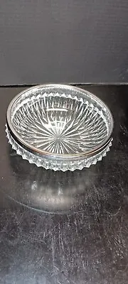 Buy Vintage MCM Cut Glass Crystal 9  Fruit/ Serving Bowl With Silver Trim / Collar • 18.21£