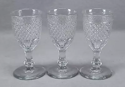 Buy Set Of 3 EAPG Umbilicated Sawtooth / Diamond Flint Glass Wines Circa 1860s • 62.45£