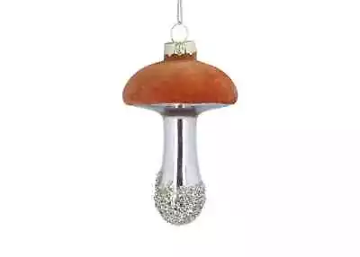 Buy Glass Flocked Toadstool Bauble Decoration Silver Copper Green GISELA GRAHAM • 4.99£