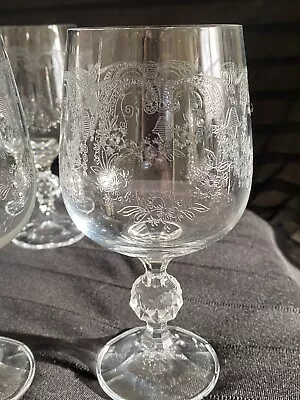 Buy Vtg Bohemia Crystal Stem Wine Glasses Czechoslovakia Cascade Etched Set Of 6 • 47.69£