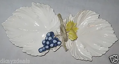 Buy Casa Pupo Grape Leaf Double Server Made In Italy White Blue Yellow • 47.19£