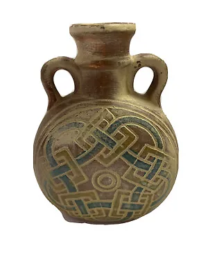 Buy Two Handled Pottery Jug Small Decorative Celtic Design Aged Look • 9.48£