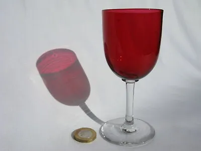 Buy Edwardian Art Nouveau Era Cranberry Pink Wine Glass Collar Under Bowl L3 • 15£