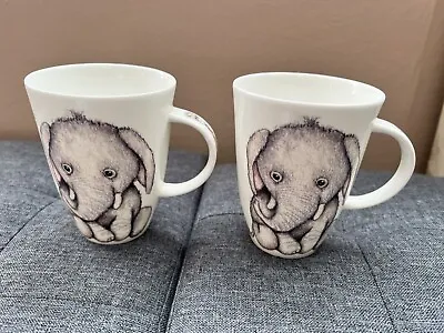 Buy SET Of  TWO MUGS ROY KIRKHAM MADE IN ENGLAND CUP BABY ELEPHANT • 15£