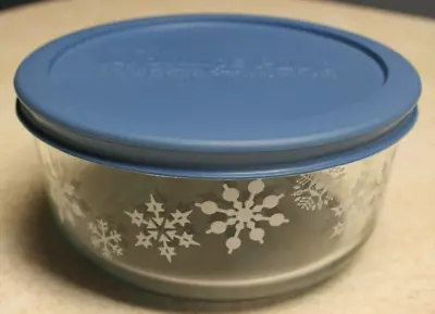 Buy Pyrex #7201 White Snowflake 4 Cup Clear Storage Bowl With 7201-PC  Blue Lid • 11.13£