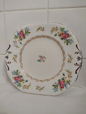 Buy Vintage Bone China Cake Plate By New Chelsea Staffs Floral Square Sprays Posies • 12.90£