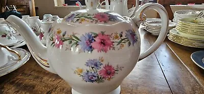 Buy Vintage Foley  Cornflower  Pretty Gilded Fine Bone China Tea Pot • 13£