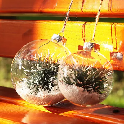 Buy 50x Clear Glass Baubles Sphere Balls W/ Cap Lid Wedding Christmas Tree Ornaments • 7.95£