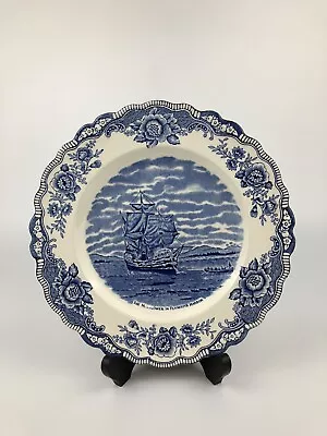 Buy Vintage Crown Ducal Colonial Times Mayflower Plymouth Harbour Blue Plate 10  • 29.99£
