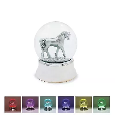 Buy Silver Unicorn LED Glitter Snow Globe Home Ornament • 6.15£