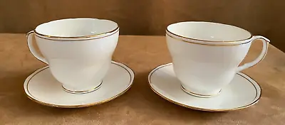 Buy Set 2 Gold Rim Duchess Bone China England Tea Cup & Saucer Vintage Porcelain • 36.49£