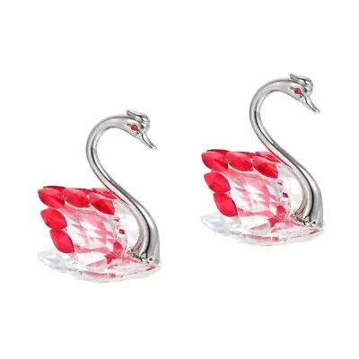 Buy  Set Of 2 Crystal Swan Ornament Craft Decor Glass Animal Sculptures Colorful • 12.99£