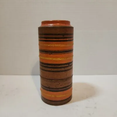Buy Vtg Alvino Bagni Raymor 6 Vase Orange Brown Lava Stripe Italian Pottery MCM AsIs • 136.23£