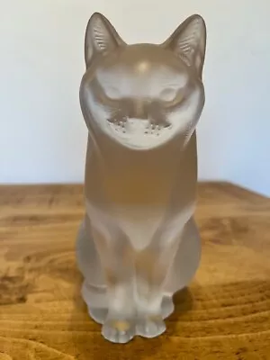 Buy Vintage Lalique  Large Sitting Cat In Clear / Frosted Crystal #11603 • 550£