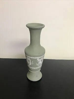 Buy Vintage Small Glass Bud Vase Wedgewood Like Portrait Design Green 5.75” • 9.58£