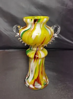 Buy Stunning Antique Czech Bohemian Art Spatter Glass Vase Franz Weltz 6.75  Tall • 13.99£