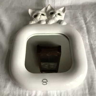 Buy Pair Of Cats / Kittens Ceramic Wall Mirror. Kunstnijverheid Keramos. • 12£