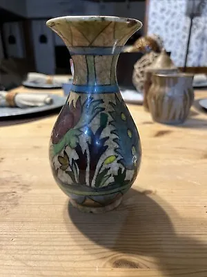 Buy Persian Middle Eastern Qajar Pottery Iznik Vase Handpainted Floral Antique • 165.96£