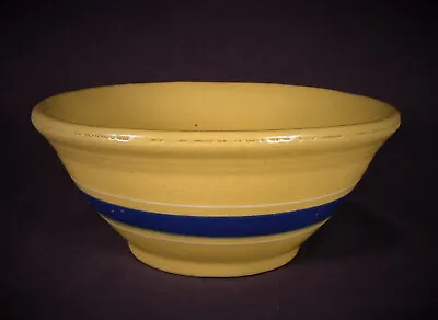 Buy RARE 1800s ANTIQUE AMERICAN 9 ¾” McCOY BLUE & WHITE BAND BOWL YELLOW WARE MINT • 131.37£