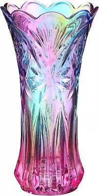 Buy Gatuida Rainbow Glass Vase: Crystal Glass Vase Decorative Colorful Flower Vase • 29.48£